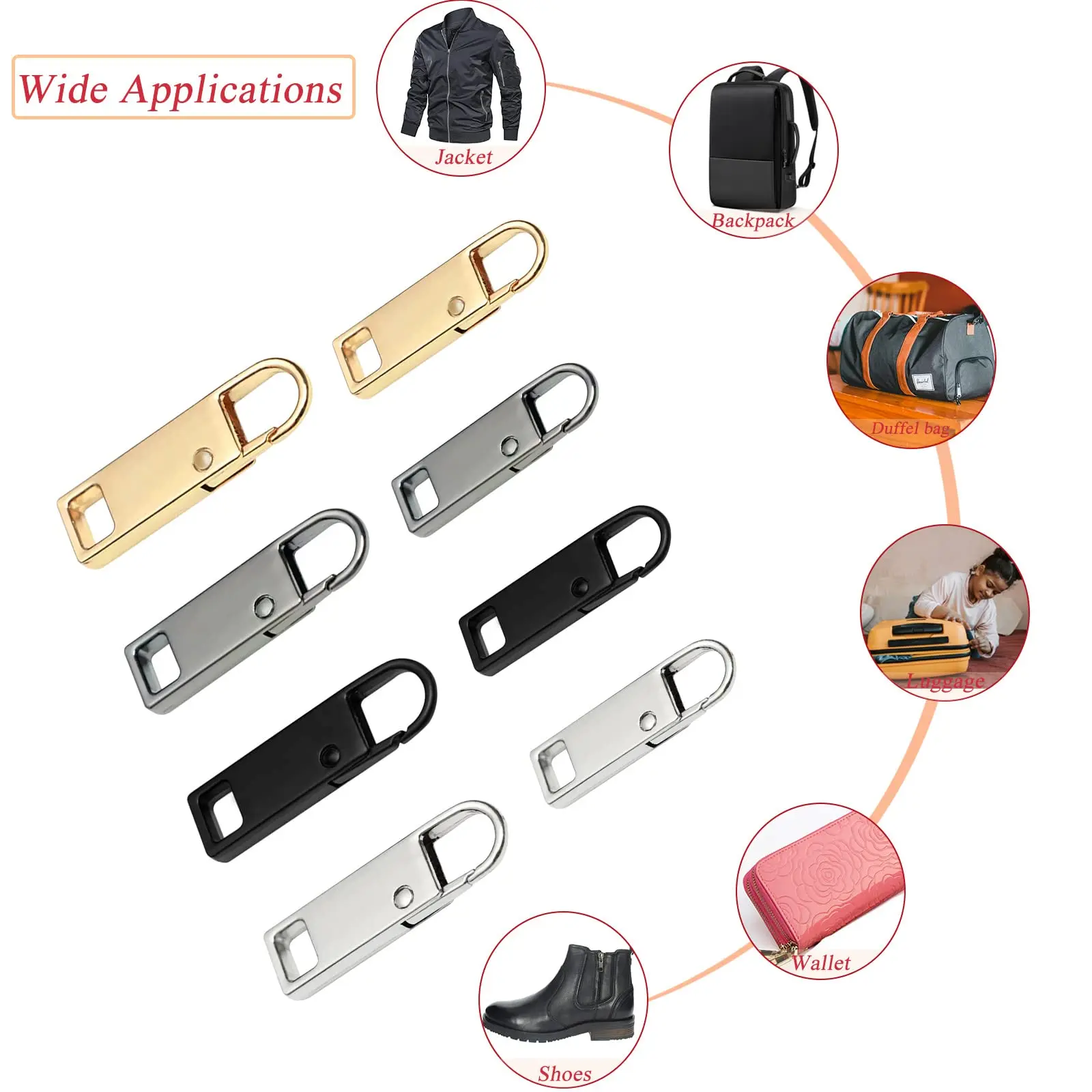 Urmspst застежка-молния, замена 10 шт., съемная молния, язычки для багажа, одежды, куртки, рюкзаки, ботинки, кошелек, пальто