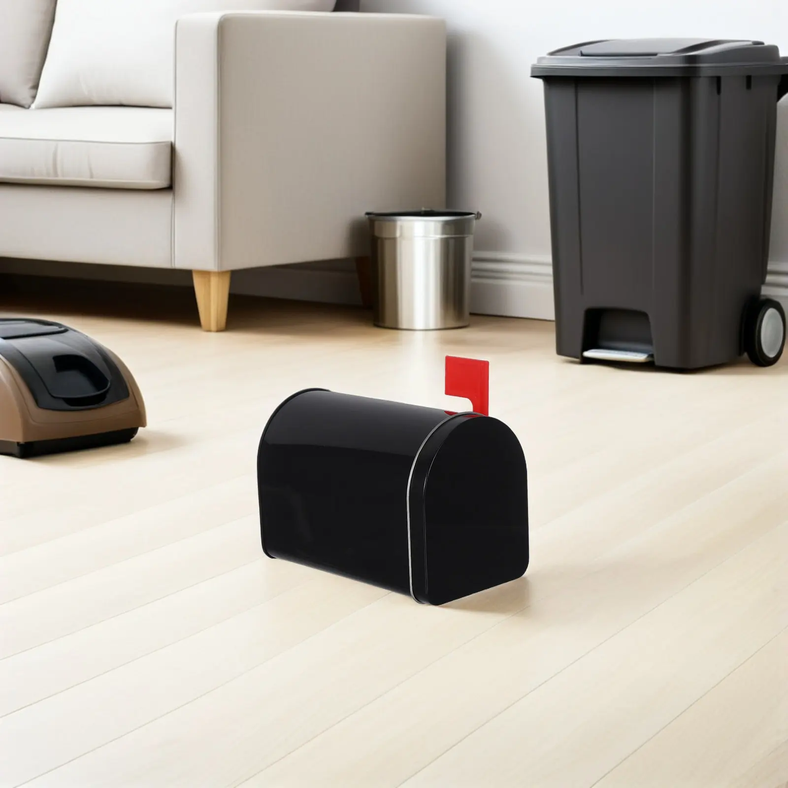Mini Waterproof Metal Mailbox Black Iron Post Box Suggestion Tip Donation Box Mailbox Ornament for Home Office Micro Landscape
