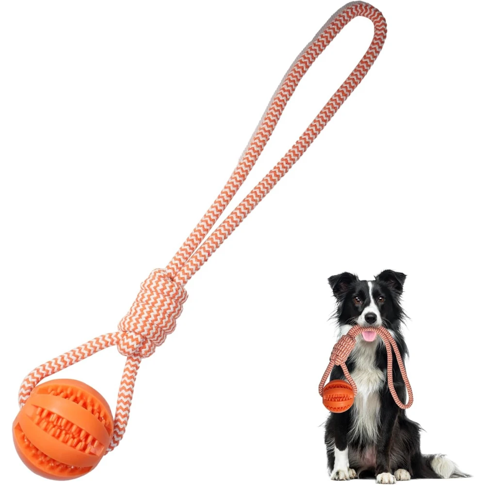 Dog Chew Toys Teeth Cleaning Interactive Puppy Toys with Rubber Ball Durable Outdoor Training Chew Toy for Medium and Small Dog