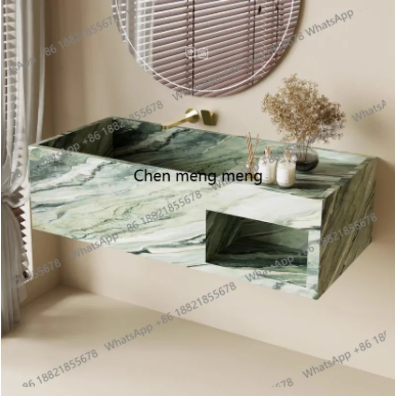 Waterproof Polished Bathroom Cabinet Hand Washing Kitchen Outdoor Luxury Modern Stone Marble Rock Slab Narrow Edge Deep Sink