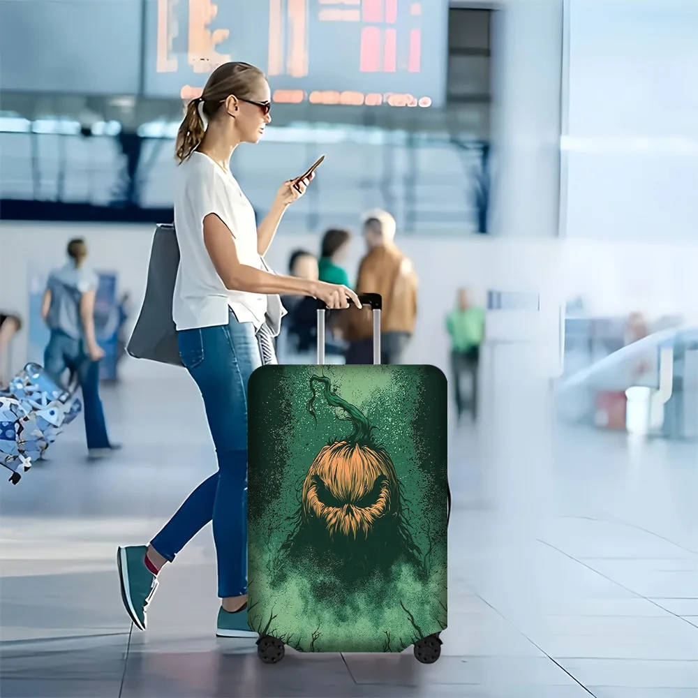 1pc Halloween Ghost Pumpkin Print Luggage Cover. Fits suitcases from 18 to 32 inches; effectively protects your luggage