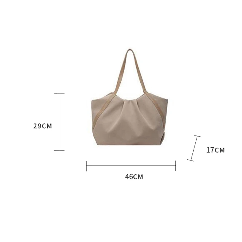 New Large Capacity Pleated Commuting Solid Color Single Shoulder Tote Bag