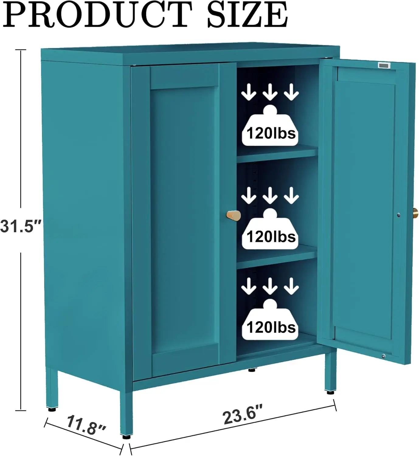 Bathroom Floor Cabinet,Freestanding Storage with Double Doors & 2 Adjustable Shelves,Modern Side Storage Cabinet,