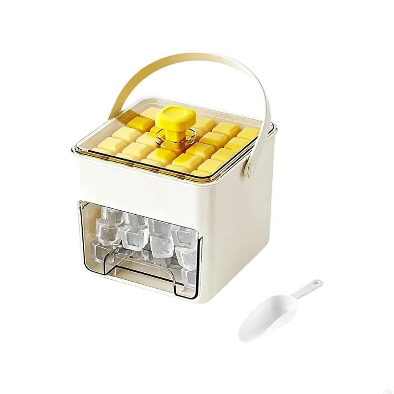 Multipurpose Press Ice Maker Leak Proof Lid And Convenient Storage Drawer Double-Layer Ice Molds For Family And Office JOMD