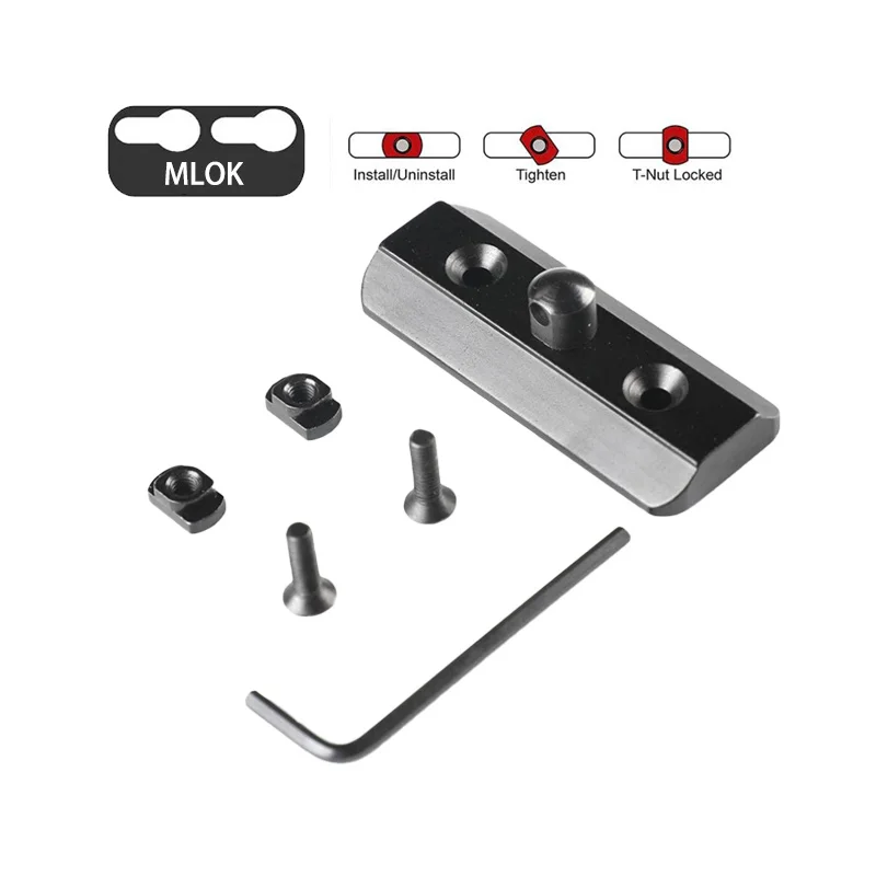 El soporte de aluminio del perno prisionero del adaptador MLOK incluye 4 tuercas en T, 4 tornillos y 1 llave compatible con Harris para la caza