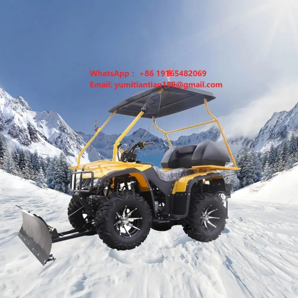 15Hp 4-Wheel Multifunctional Electric Start Snowmobile Street's Snow Removal Vehicle Brush Snowplow
