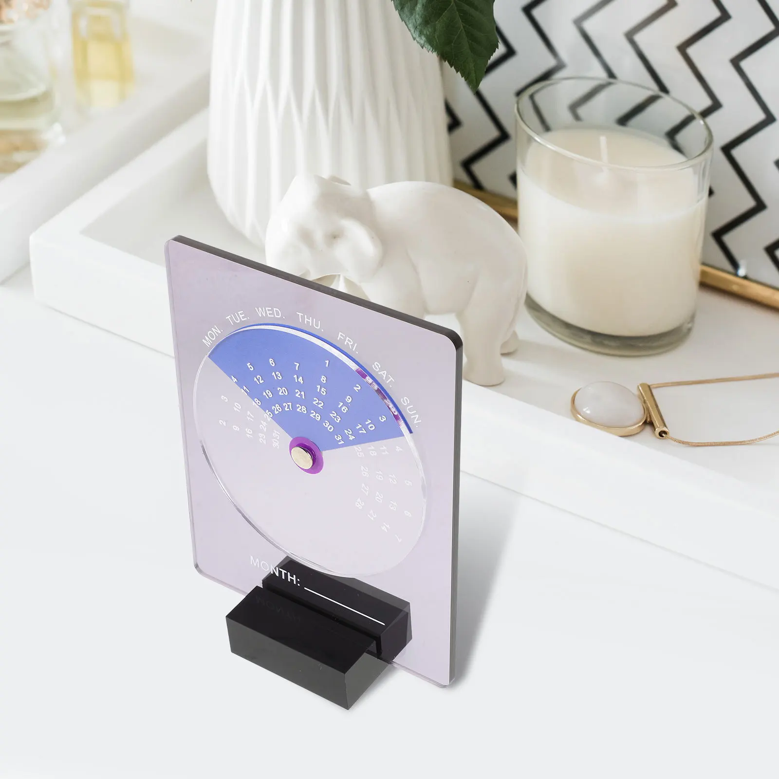 

2025 Acrylic Perpetual Rotating Desk Calendar Minimalist Desktop Ornament Office Home Decoration Acrylic Calendar