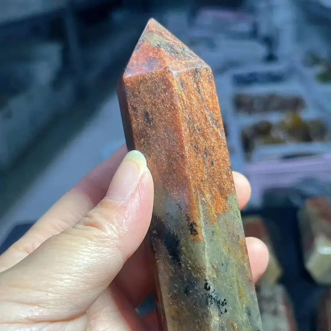 New Crystals Products Madagascar Natural Golden Sun Wands Yellow Sunstone Minerals Point Gemstones Decorative Tower Collections