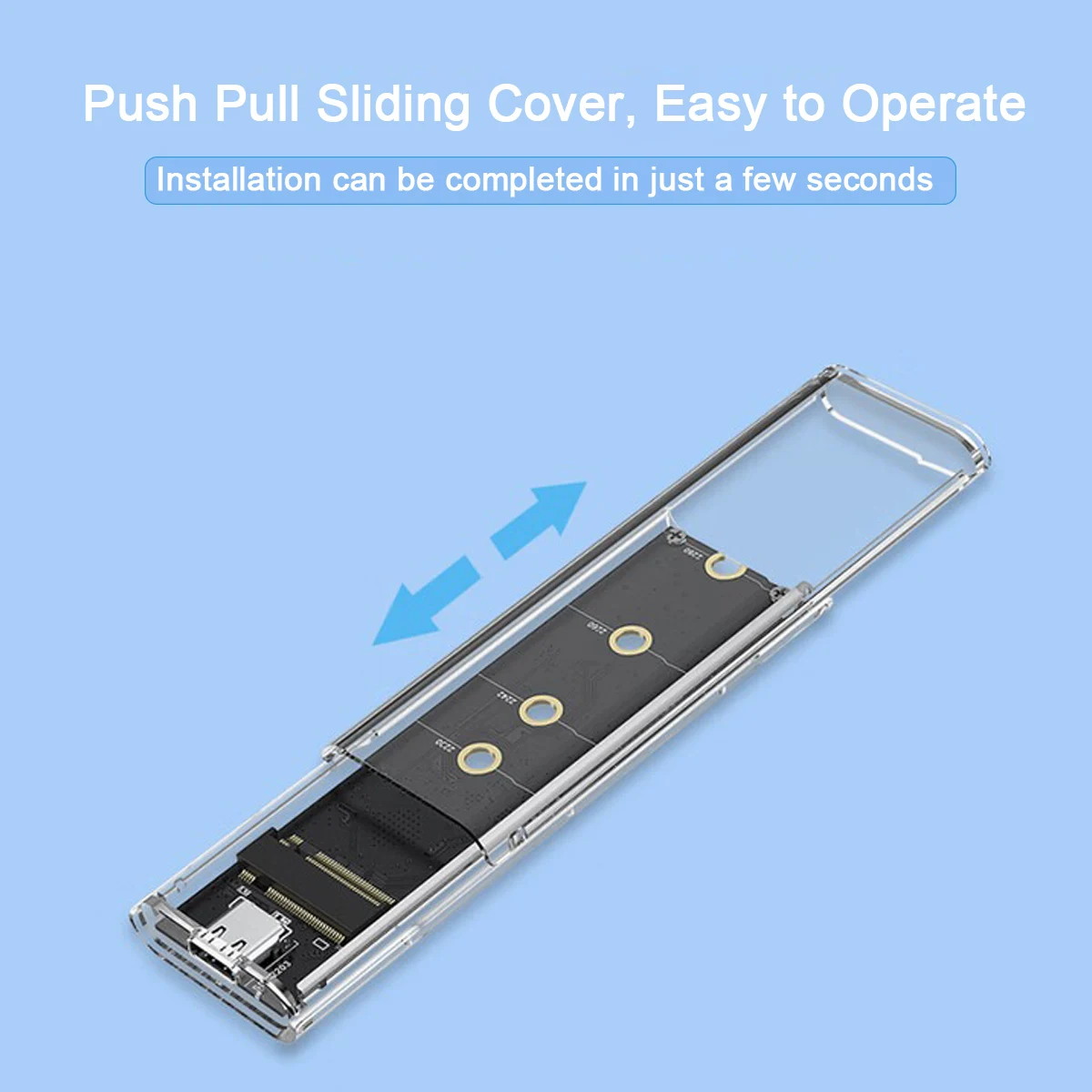 حاوية M.2 NVMe SSD شفافة، خارجية USB C خالية من الأدوات، مع أسلاك ومحولات USB من النوع C إلى USB، لأجهزة SSD 2230/2242/2260/2280 #5
