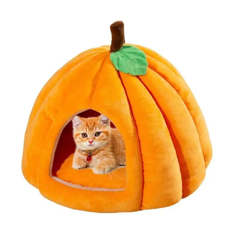 Pumpkin Cat Bed Pet Cave Cat House Cute Pumpkin Shape Sleeping And Resting Kitten Puppy Removable House Decorative For Living