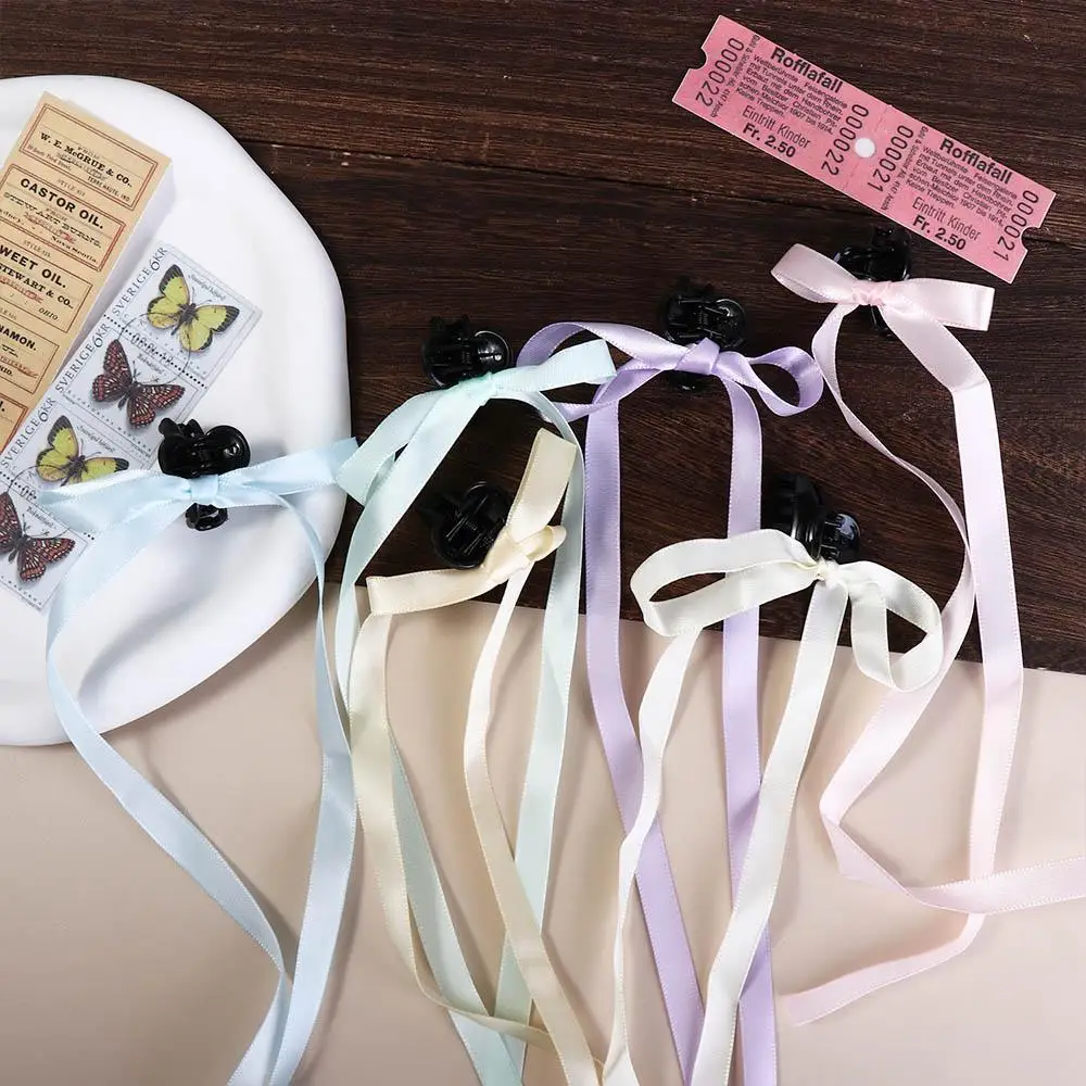 Mini Grab Clip ริบบิ้น Bowknot y2k รูปทรงเรขาคณิต Balletcore Bow Hairpin กิ๊บติดผมสาวผมขนาดเล็ก Claw สไตล์เกาหลี Headwear