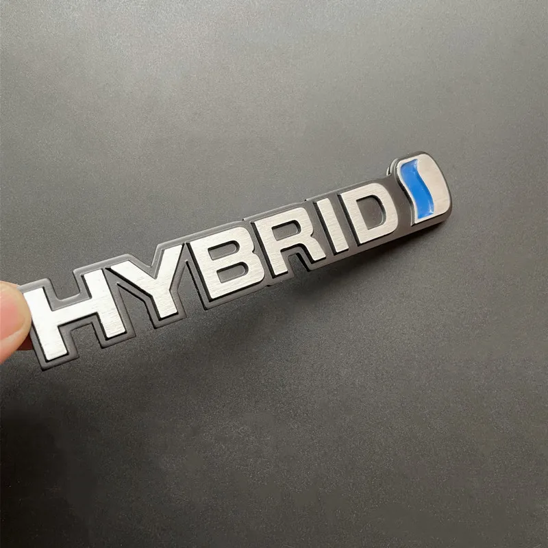 3D Metal HYBRID Rear Trunk Side Fender Emblem Badge Sticker Decals For Toyota Hybrid Synergy Drive Prius Camry Rav4 Crown Auris