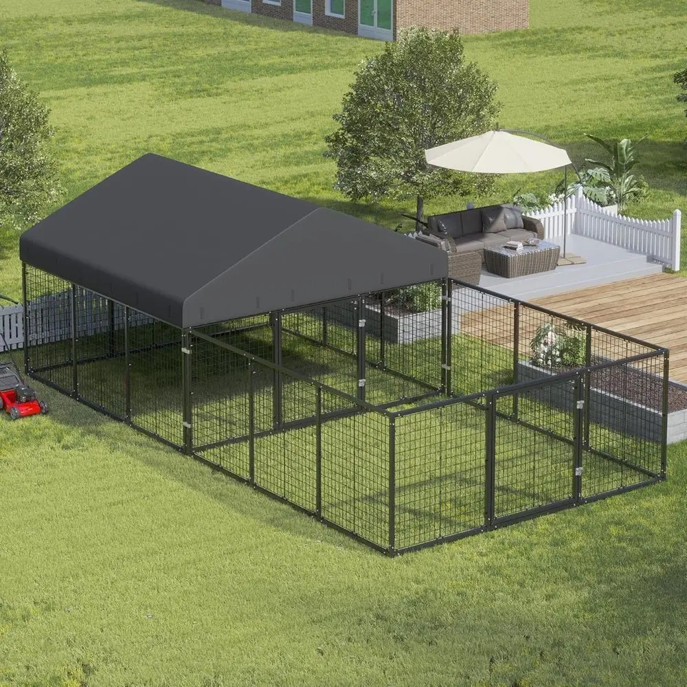 

Всепогодный устойчивый к ржавчине вольер для средних/малых собак с крышей и двойными замками