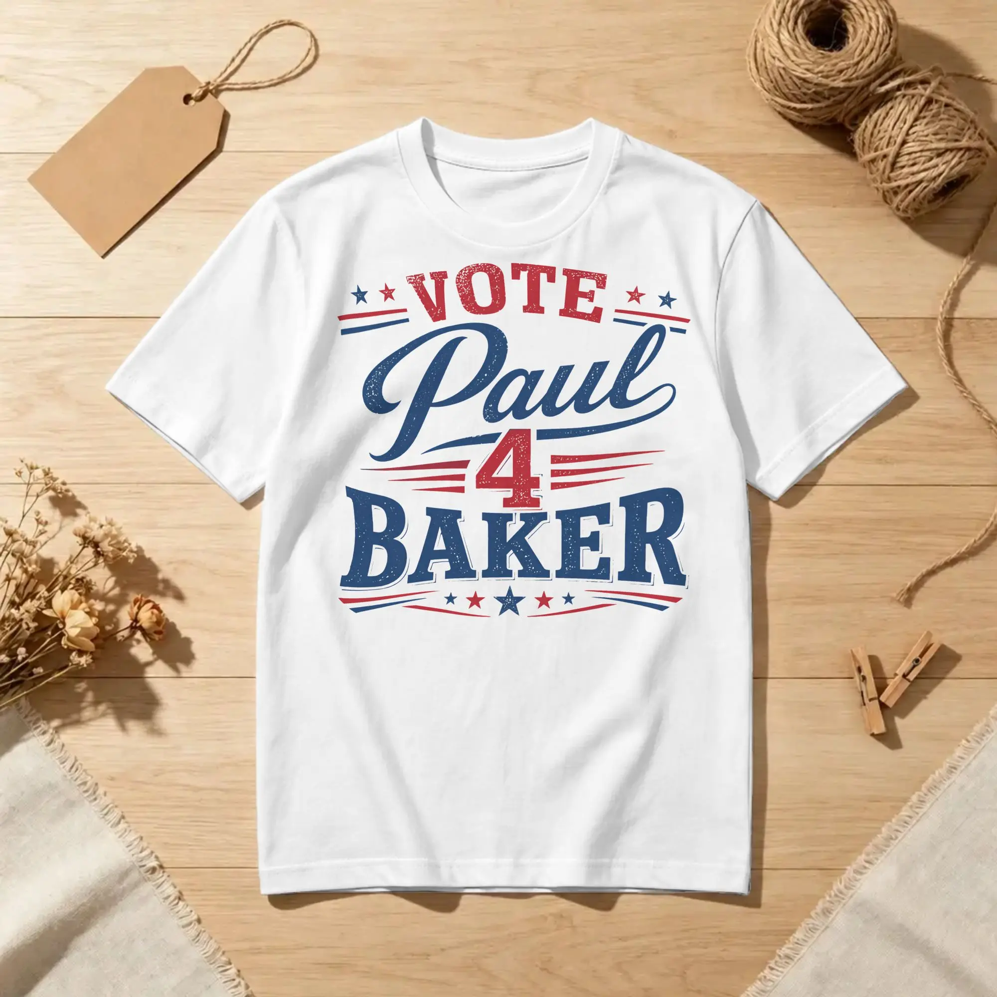 Vintage Vote Paul 4 Baker Vintage Campaign Design T-Shirt Unisex Cotton Short Sleeve  Round Neck Summer Clothes
