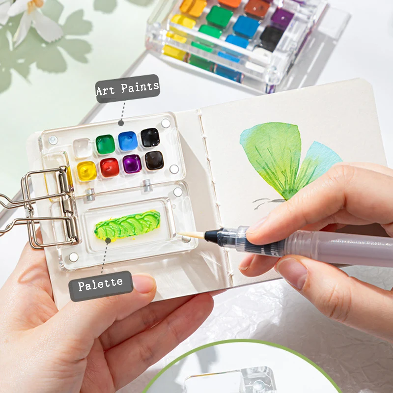 Mini Transparent Paint Box 8/15 Grids Watercolor Palette Portable Acrylic Paint Box Travel Painting Small Tray  Art Supplies