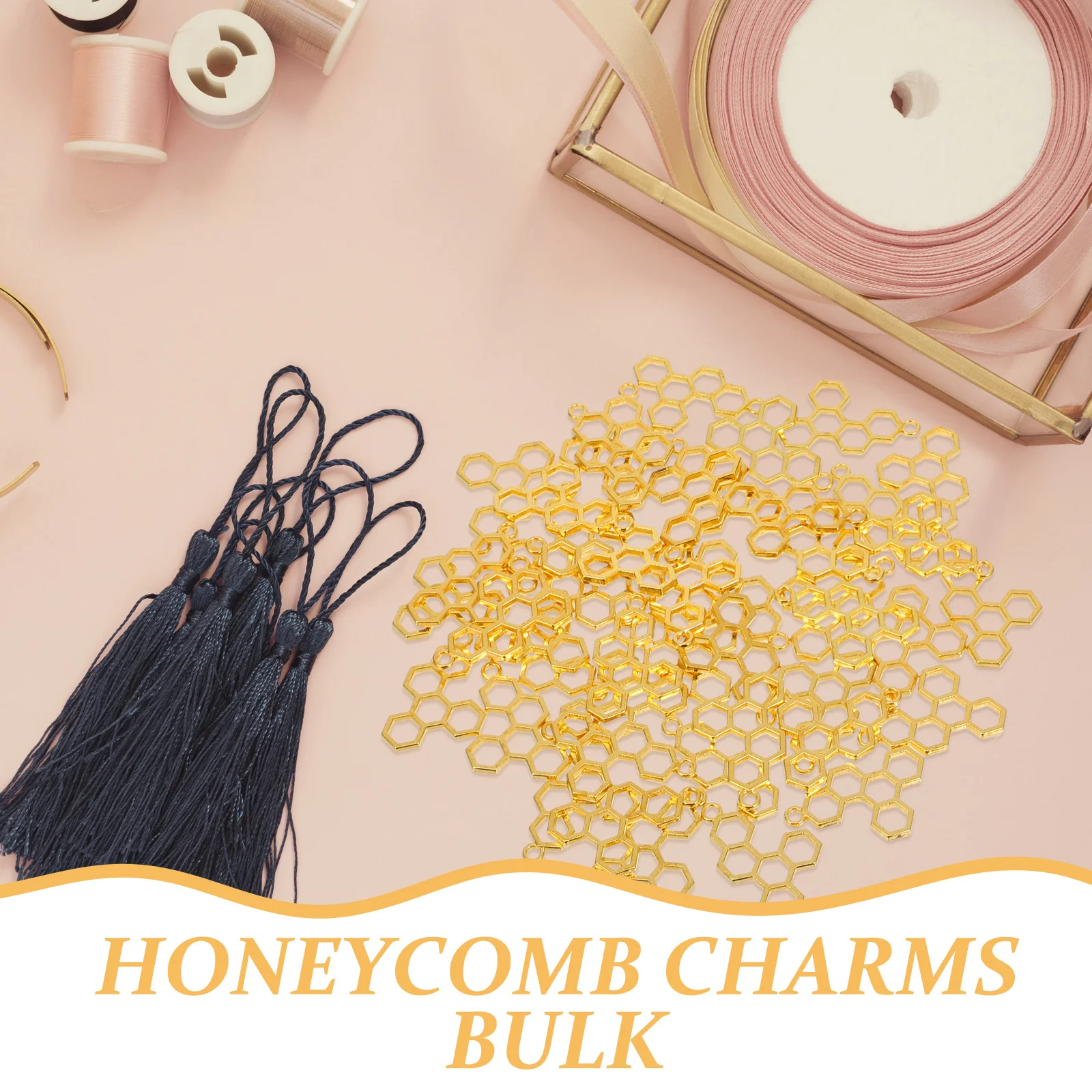 50pcs Honeycomb Charms Bulk Hollow Pendants For Jewelry Making Diy Crafts Keychain Necklace Bracelet Earrings Decor Accessories