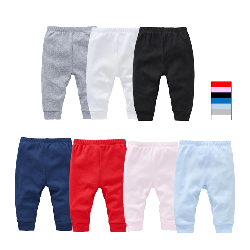 3 PCS/lot 100% Cotton Baby Pants Blank Colors Kids Trousers Plain Newborn Clothing Muslin Clothes 0-12Months