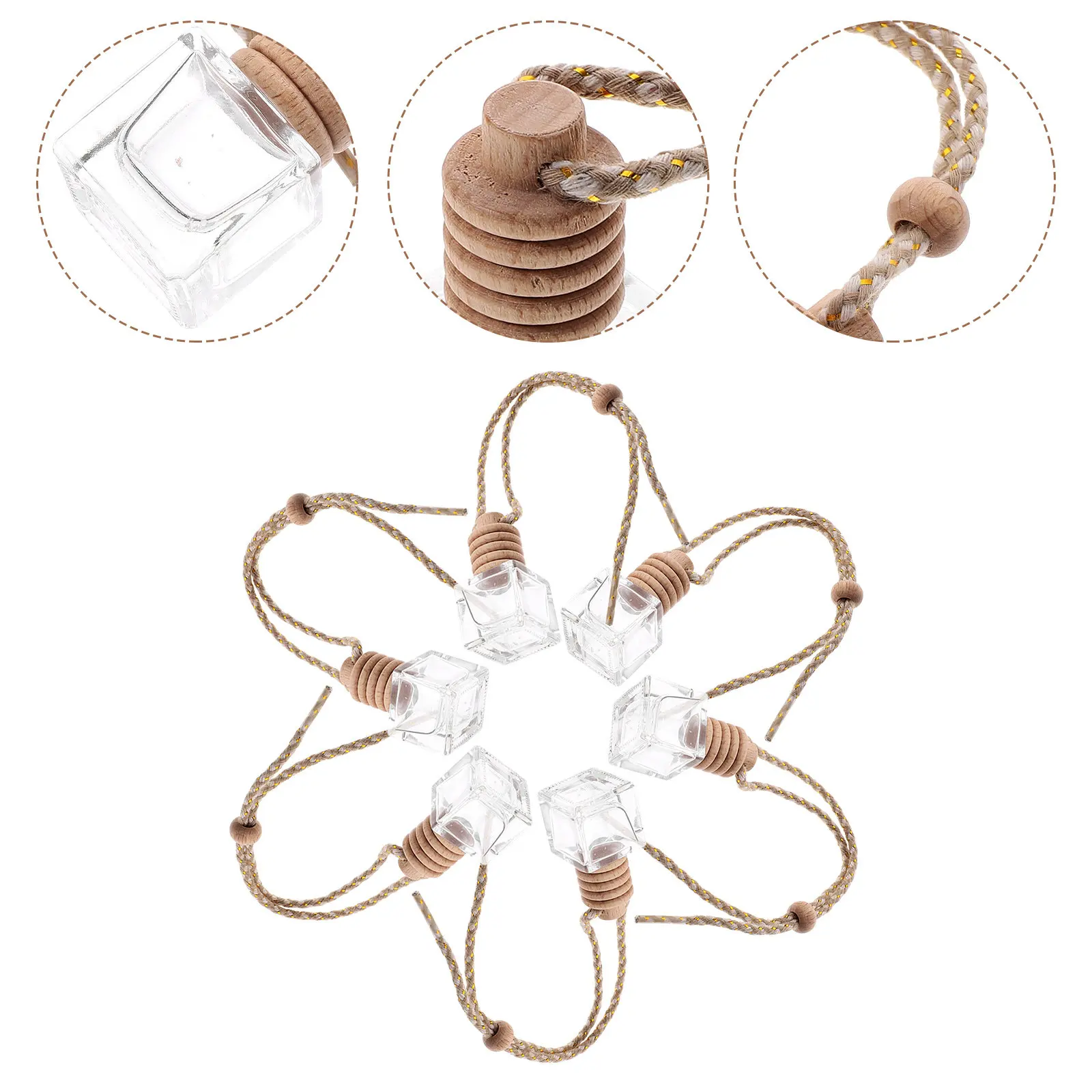 Car Hanging Perfume Empty Bottle Fragrance Aromatherapy Holder Glass Oil Essential Diffuser