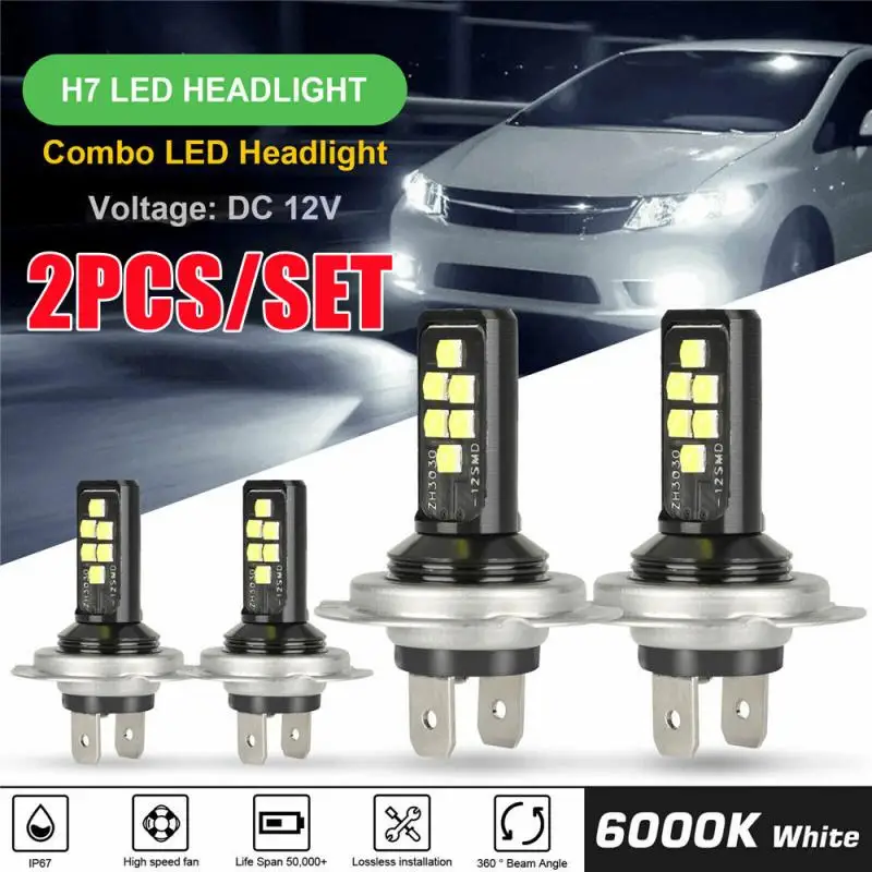 Bombillas LED antiniebla para coche, faros delanteros H7 H4 CSP para Ford Focus 2 3 Mk2 Fiesta Fusion VW Polo Golf 7 4 6 5 MK4 Passat B5 B6, 2 uds.