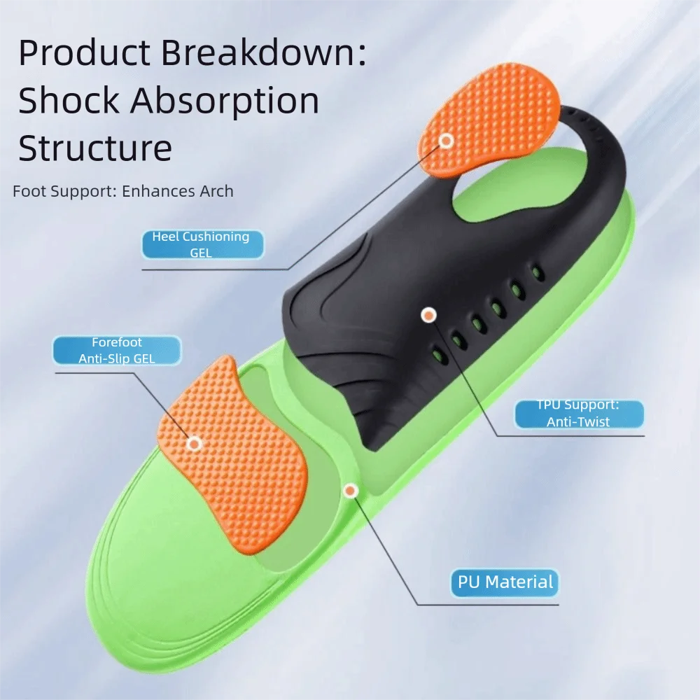 

High Elastic Cushion Orthopedic Insoles Flat Arch Support Cuttable Design Arch Support Insoles Sport Arch Support Arch Foot Pad