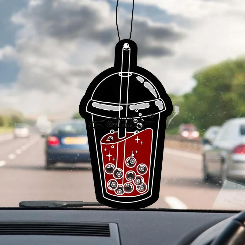 

1/4pcs milk tea shape car air freshener - car mirror hanging perfume car diffuser sheet - car interior