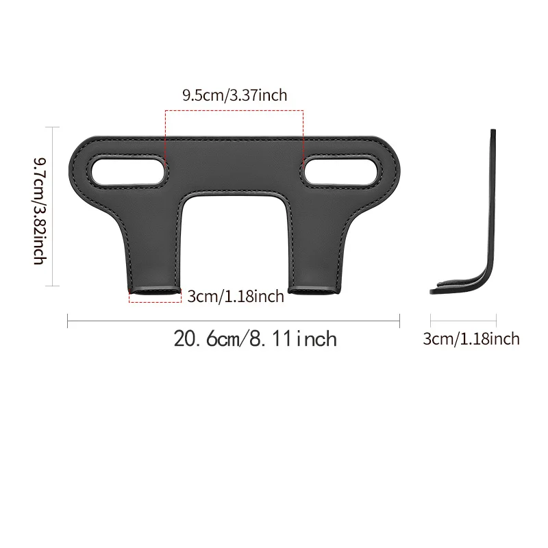 Car Headrest Double Hook Leather Texture Hanger Multifunctional Back Seat Storage Holder For Handbag Umbrella Grocery Bag