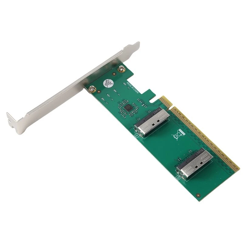 PCI Express 5.0 X16 To Two MCIO Expansion Split Card Adapte Bifurcation HBA U.2 NVME Breakout Board