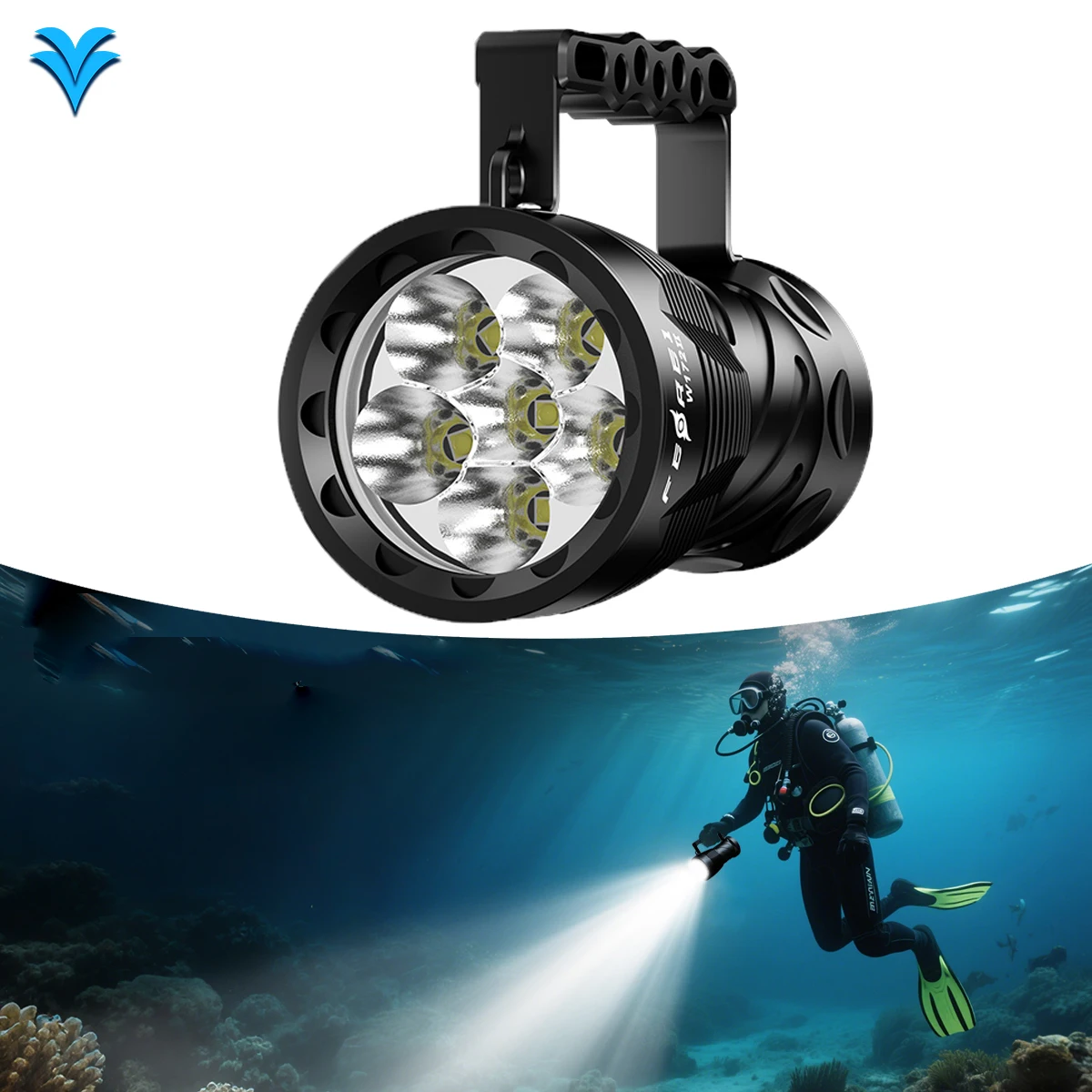 W172II Портативный светодиодный прожектор для дайвинга, высокоинтенсивный перезаряжаемый фонарь для подводного плавания, IPX8, водонепроницаемый фонарь для подводного плавания