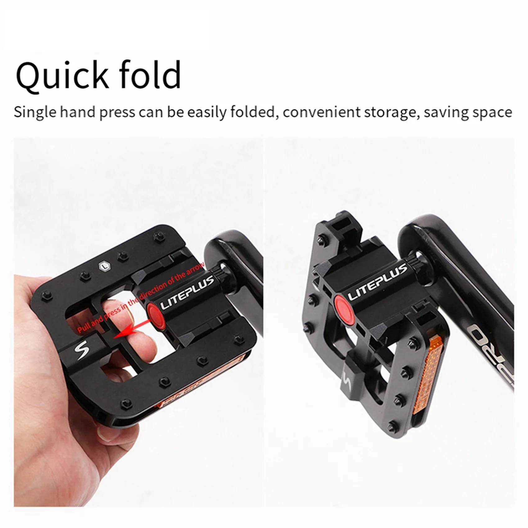 4x liteplus pedais dobráveis de bicicleta de liga de alumínio anti-skid windward pedais de bicicleta dobráveis de roda pequena, d