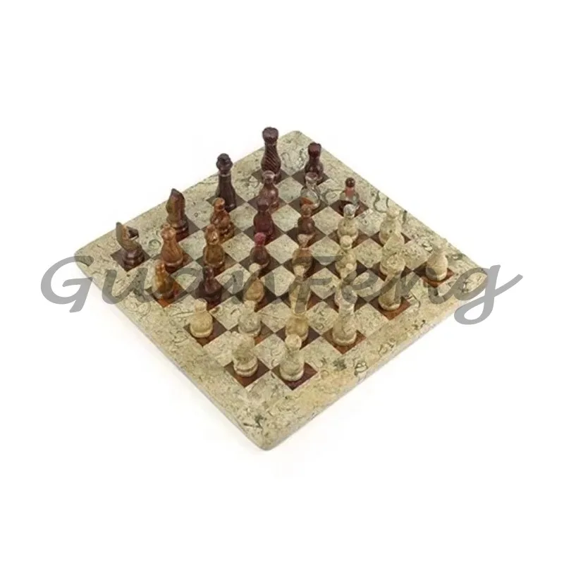 Environmentally friendly natural raw marble decoration creative retro lamp luxury chessboard and chess pieces