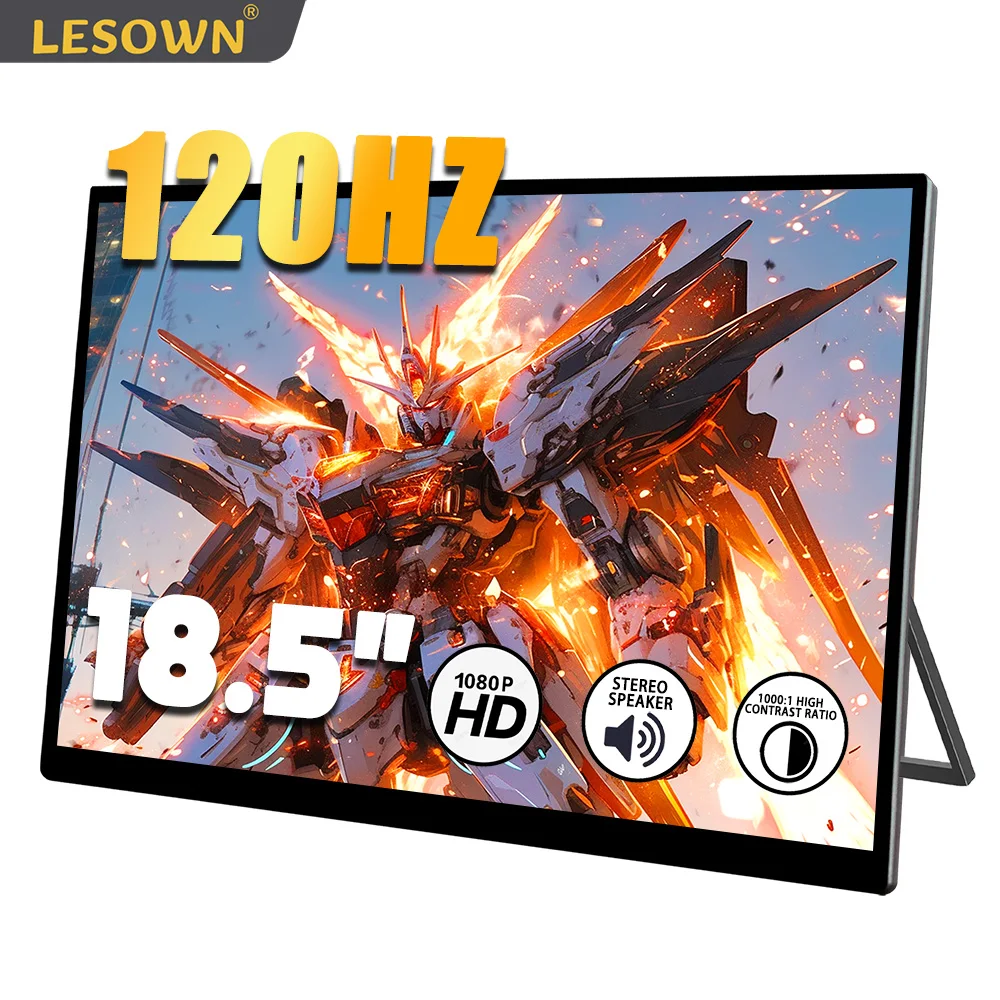 LESOWM 18.5 inch Touch Screen 120Hz Slim Monitor VESA HDMI Full HD 1080p USB C Gaming Second Screen Display for PC Switch Xbox