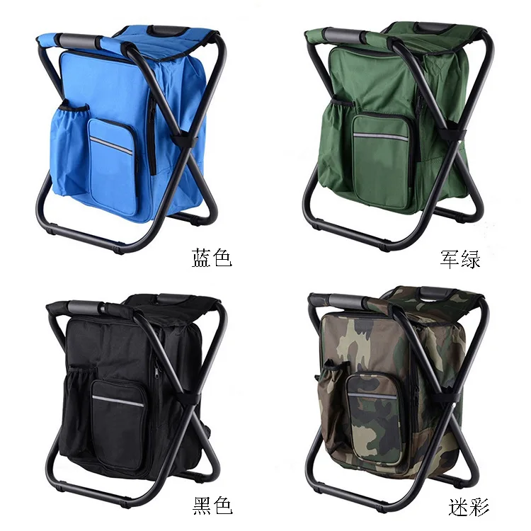 Outdoor Multi-Functional Cooler Stool, Portable, Folding, Thermal Insulation, Double Shoulder Fishing Stool, Wearable