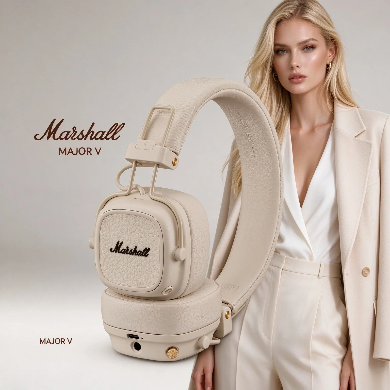 Marshall MAJOR V Foldable On-Ear Headset, Wireless & 3.5mm AUX Dual Mode, Multi-point Connection, Rich Bass Stereo Headphones