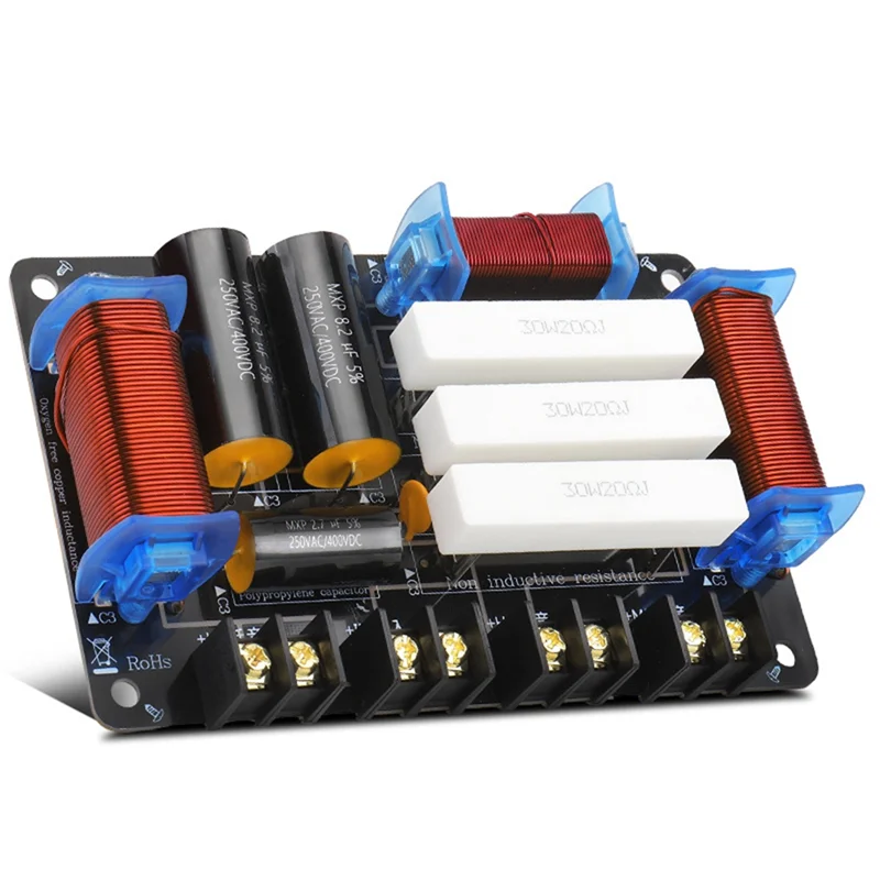 -BOFF 3-Way Speaker Crossover 1 Tweeter 1 Bass 1 Mid Speaker Divider 600W 4Ohm/8Ohm Audio Crossover For 8/10/12 Inch Speaker