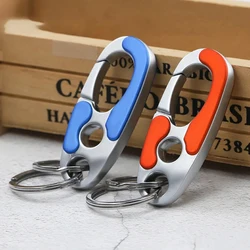 Men's Business Keychain Hook Stainless Steel Buckle Outdoor Carabiner Climbing Tool Double Ring Fishing Key Ring Car Accessories