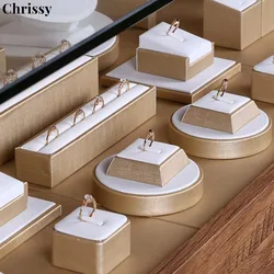 White Leather Ring Jewelry Pendant Display Holder Showcase Tray Stand Shop Earrings Necklace Storage Organizer Combination Rack
