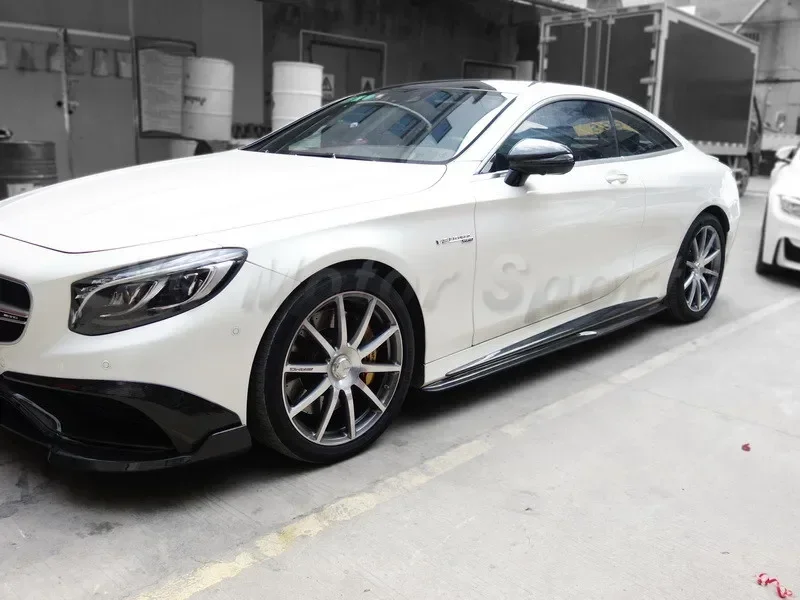 Car Accessories Carbon Fiber OEM Style Side Skirts Addon & PSM Style Extention Underboard Fit For 2015-2017 MB C217 S63 Coupe