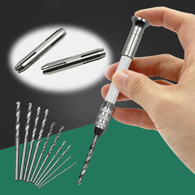 ساعة أداة إصلاح صغيرة مايكرو الألومنيوم اليد الحفر صالح النجارة الحفر أدوات دوارة الحفر اليدوي دليل 0.5 مللي متر-2.5 مللي متر تشاك الحجم