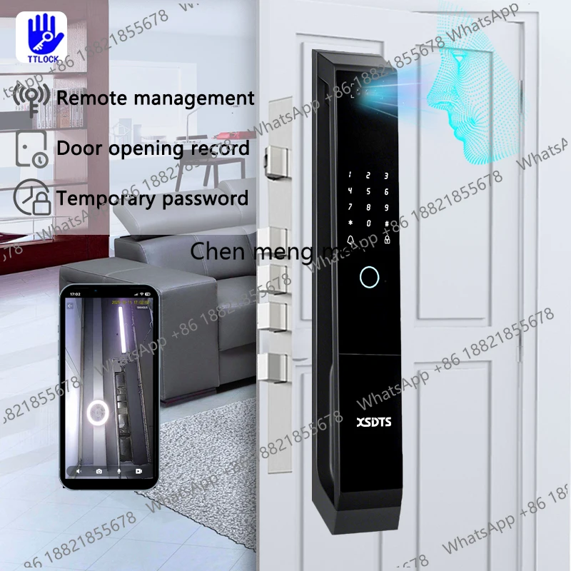 XSDTS TT-LOCK APP Voice Intercom Palmar vein Camera Smart Lock 3D Face Recognition Fingerprint Password Smart Door Lock