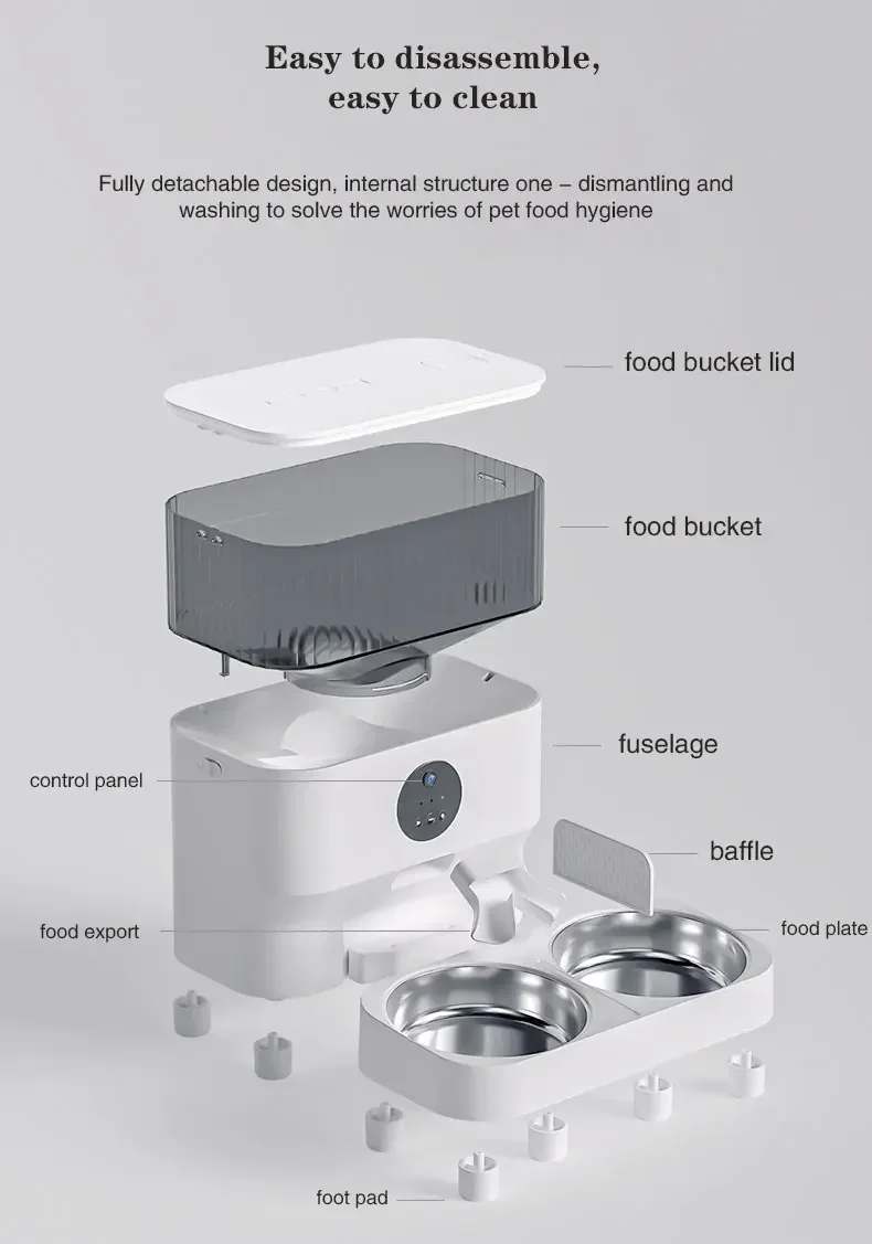 Comedero para mascotas, control inteligente, temporizador, máquina de alimentación automática, cuenco de comida doble individual para gatos