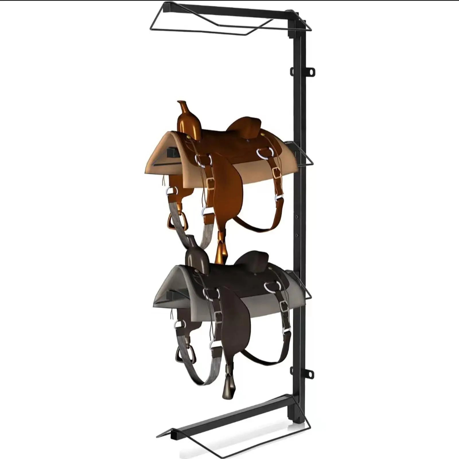 

Saddle Rack Wall Mounted Metal Black Saddle Organizer 4 Tier Equestrian Accessories Saddle Holder for Farm Horse Tack Room Barn