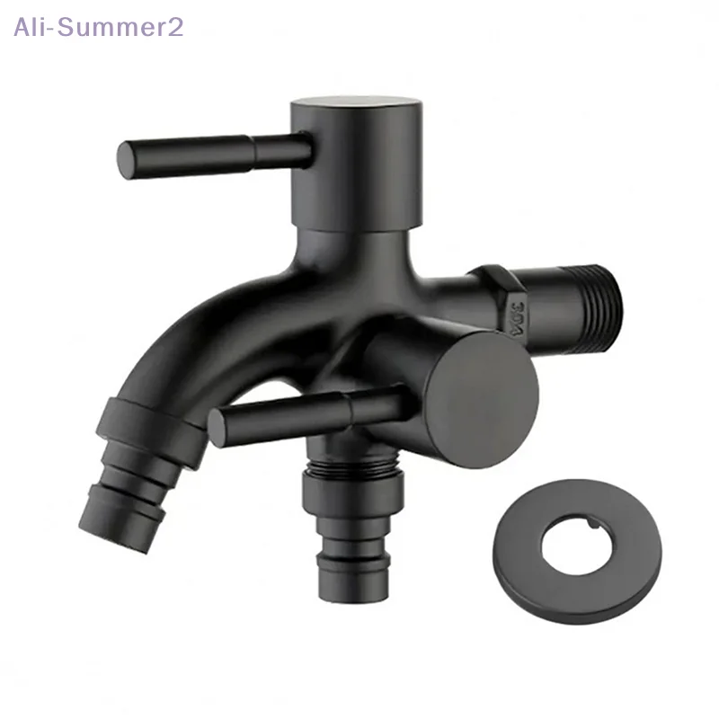 304 Stainless Steel Faucet One Into Two Out Multifunction Double-outlet Washing Machine Faucet Outdoor Garden Sink Pool Faucet