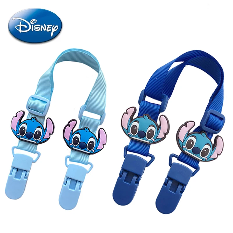 Disney Stitch Baby Bib Handkerchief Clip Cartoon Anime Figure Overalls Clips Kid Pacifier Saliva Towel Toy Anti-lost Adjustable