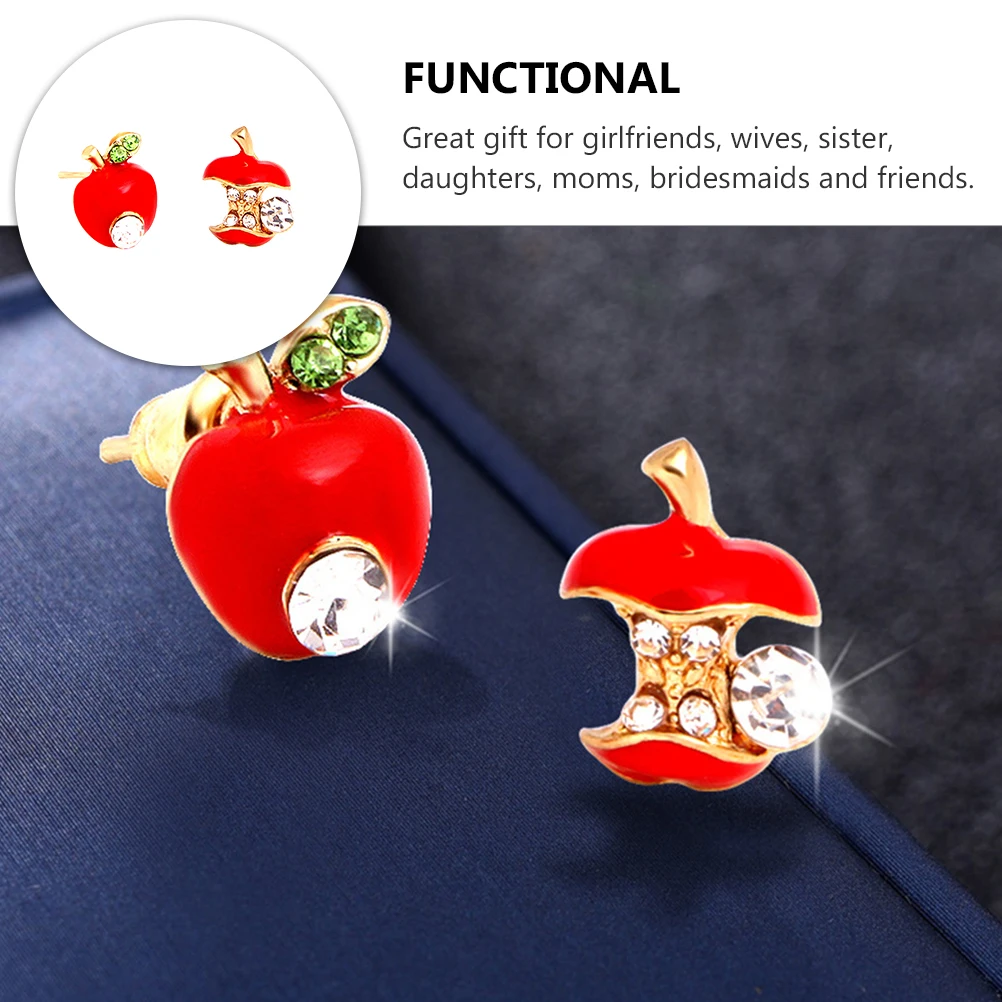 

Apple Zircon Ear Jewelry Earrings Fashion Woman Ear Pendant Skin friendly Alloy Lovely Stubs Party Gift Jewelry