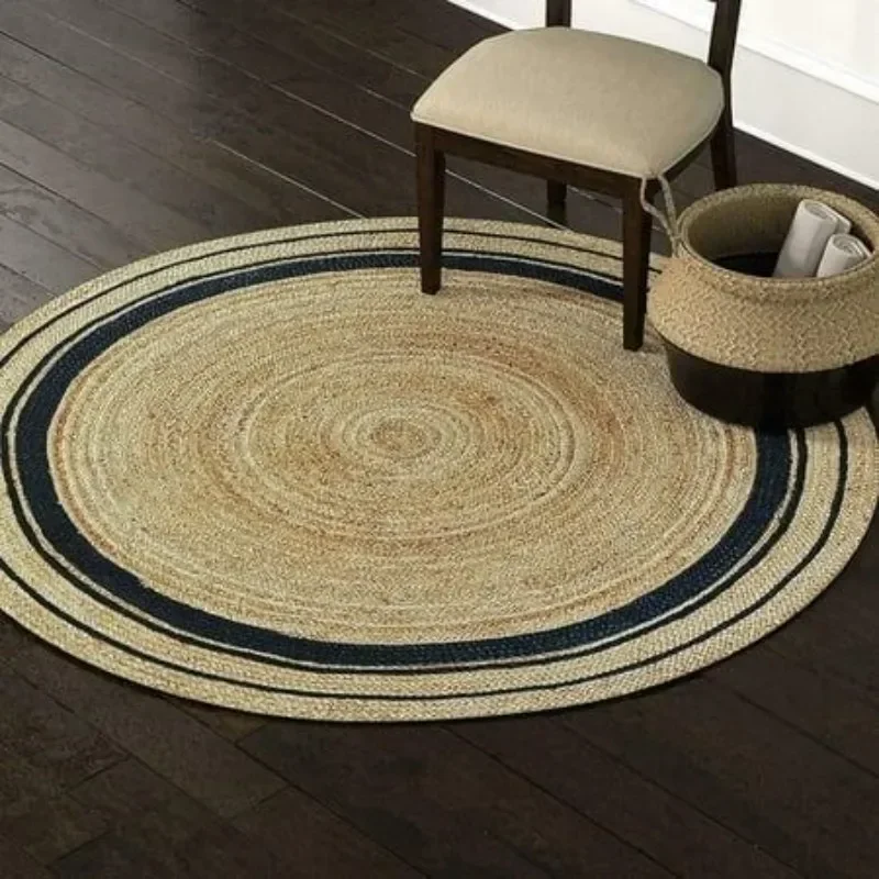 Round Area Rug Geometric African Basket Woven Living Room Bedroom Home Decor Accent Floor Carpet Mat