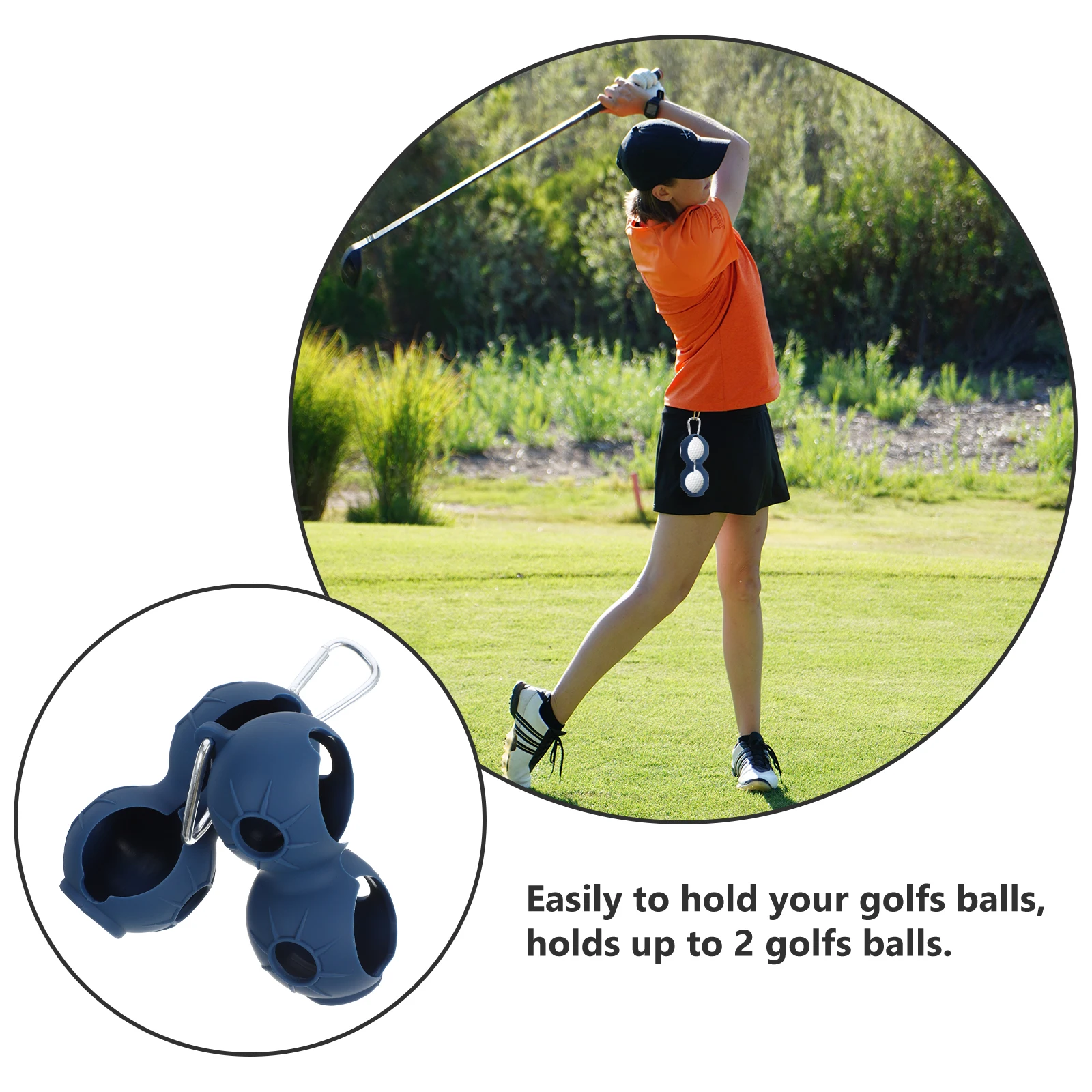 

2Pcs Portable Golf Ball Holder Dual Ball Storage Carrier with Carabiner Clip for Men Women Silicone Clip Balls Sleeve