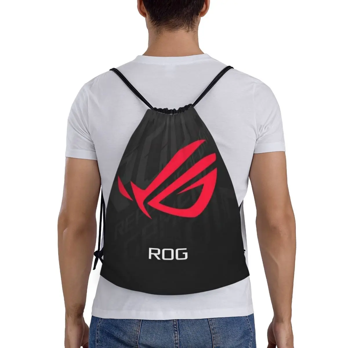 

Asus Rog Backpacks Casual Portable Drawstring Bundle Pocket Storage Bag Book Bags For Man Woman Students