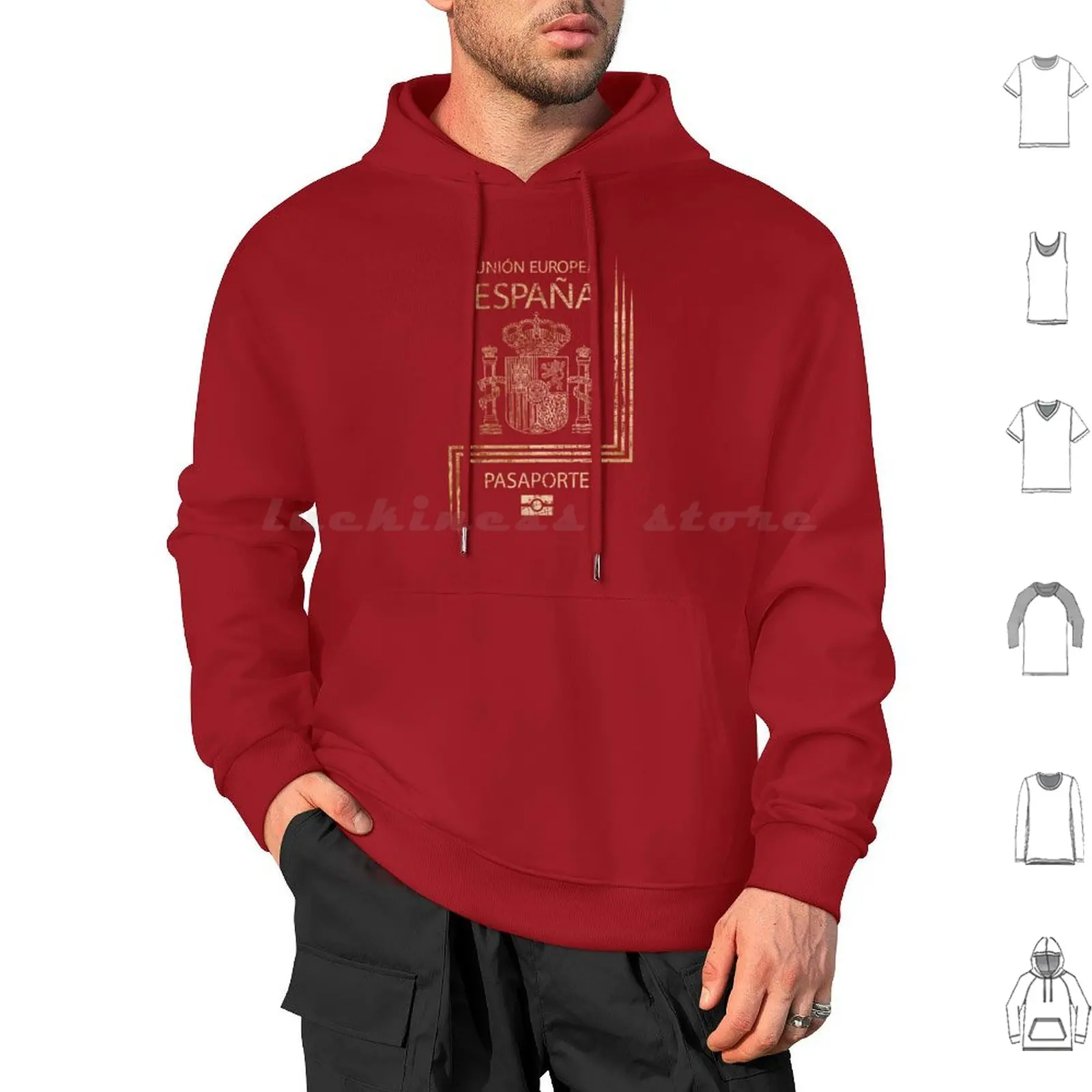 Spanish Passport-Vintage Gold Hoodie cotton Long Sleeve Spanish Spanish Passport Spain Passport Spaniard Spanish Coat Of Arms