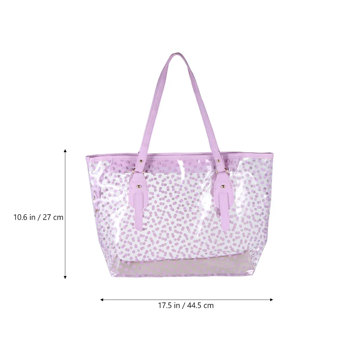 1Pcs Waterproof Beach Bag Women Handbag Round Dots Design Solid Color PVC Material Non Deformable Swim Pool Travel Storage Bag