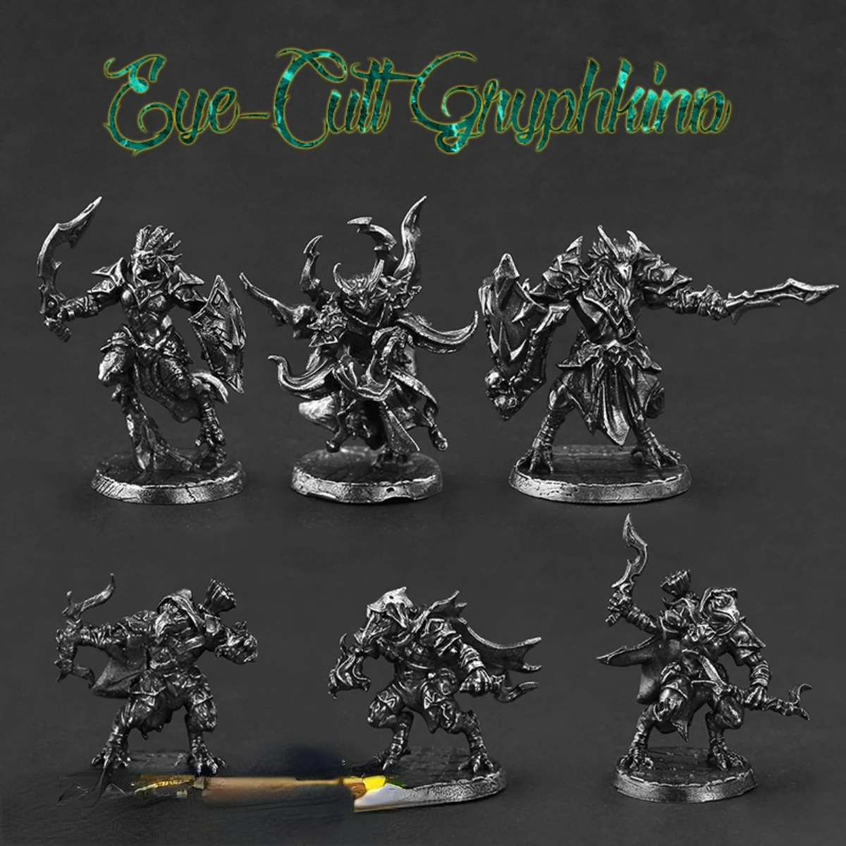 Miniatures Model Evil Eyed Griffons Bird-man Warrior Metal Armor Samurai Figurine Figure Military Combat Beast Warrior Decor Toy